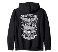 Shadows of the Eternal Embrace the Night Gothic Raven Skull Zip Hoodie