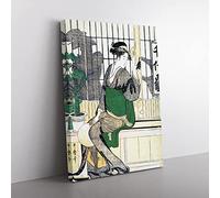 Shadows On The Shoji By Kitagawa Utamaro Asian Japanese Canvas Wall Art Print Ready to Hang, Framed Picture for Living Room Bedroom Home Office Décor, 76x50 cm (30x20 Inch)
