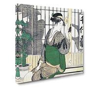 Shadows on the Shoji by Kitagawa Utamaro Canvas Print | Gallery Wrapped 30mm Frame Wall Art | 14x14 inches | Ready to Hang | Asian Picture | Living Room Bedroom Lounge Office