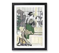 Shadows on The Shoji by Kitagawa Utamaro Framed Print | A2 Black Framed Wall Art | Ready to Hang | Modern Nature Picture | Living Room Bedroom Lounge Office