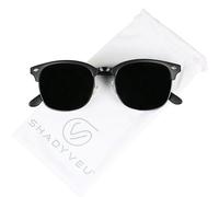 ShadyVEU - Exclusive Super Dark Retro 80's Semi Horned Rim Clubmaster Sunglasses Black Size: Medium