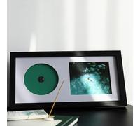 SHAELPII CD Display Frame with Real Glass, Signed Music Disc, Wooden Case for Table and Wall Mounting, Autograph Album, Photo Frame, Table Stand and Wall Shelf Decor (Black Frame and White