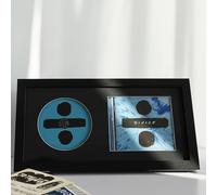 SHAELPII CD Display Frame with Real Glass, Signed Music Disc Wooden Case for Tabletop&Wall mount,Autograph Album Picture Frame Table Stand and Wall Shelf Décor