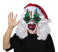 Shaersu Christmas Clown Masque | Face Cover Terror With Glasses | Christmas Costume Props, Horror Prop, Featuring Bright Colors For Horror Theme Parties