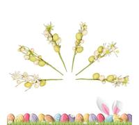 Shaersu Easter Egg Picks, 6X Artificial Floral Bouquet Floral Twig, Spring Flower Stems Egg Twig Branches for Vase Filler Table Centerpiece Decoration, Easter Decorations