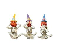 Shaersu Halloween Figures - Scary Desk Skeleton Resin Sculptures Set, Scary Halloween Decoration, Nothing See Hear Say for Garden, Balcony, Living Room Decoration