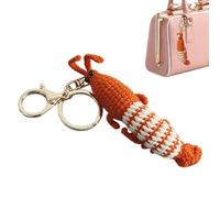 Shaersu Handmade Knitted Pendant - Cartoon Shrimp Doll Pendant Decor | Small and Portable Decorative Keychain for Backpack, Mobile Phones, Bags, Car Keys