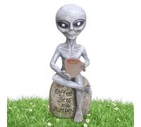 Shaersu Solar Alien Statue - Small Resin Landscape Figure - Collectible Sci-Fi Solar Light Decoration for Outdoor Patio Garden Lawn Balcony Haunted House Halloween
