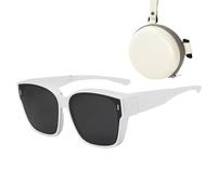 Shaersu Sunglasses for Wearing Over Glasses, Foldable Bicycle Sunglasses, Stylish Glasses for Outdoor, Driving, Travel, Cycling, Fishing, Hiking for Men and Women, White, Siehe Beschreibung