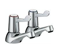 SHAFAH ® Lever Basin Sink Taps Pillar Disabled 1/4 Turn Chrome Pair 1/2" Hot Cold Set UK