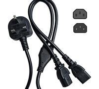 SHAFI® 2M Kettle Lead Splitter - Dual C13 IEC Splitter Extension Cable to BS 1363A UK 3 Pin UK Plug - Twin Kettle Lead Power Cord for PC Projector Cooker Hp Printer Computer Monitor - 1.65m+2 * 0.35m