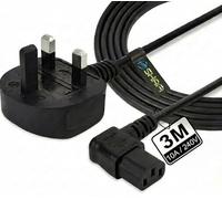 SHAFI® 3M Right-Angle Kettle Lead - 1mm² Pure Copper Core - IEC-C13 Power Cable - PC Projector Cooker Hp Printer Pro-PS4 Computer Monitor - 90-Degree Power Lead - 3-Meter