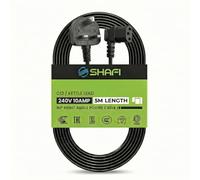 SHAFI® 5-Meter Right-Angle Kettle Lead - Pure Copper Core - IEC-C13 Power Cable - PC Projector Cooker Hp Printer Pro-PS4 Computer Monitor - 90-Degree Power Lead - 5M