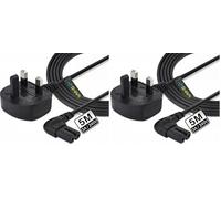 SHAFI Figure 8 Power Lead 5M - 2-Pin 90 Degree Angle IEC C7 Universal UK Plug Power Cable - Compatible with PS5, Xbox Series X, Smart LED TV, Samsung, LG, Sony TVs (Pack of 2)
