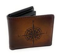 Shag Wear Compass Men's Billfold wallet Brown, Brown, M, Modern