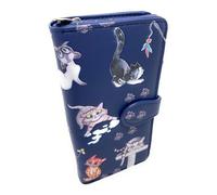 Shag Wear Playful Cats Large Animal Wallet for Women and Teen Girls Vegan Faux Leather Blue/Grey 7", Grey, L, Modern