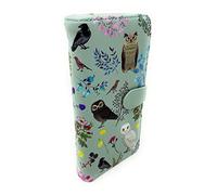 Shag Wear Wild Bird Owl Large Wallet for Women and Teen Girls Vegan Faux Leather 7" Mint Green, Owl Wild Bird Forest Mint, L, Modern