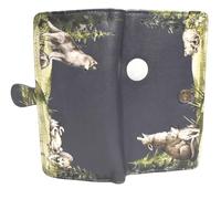 Shag Wear Wolf Pack Large Wallet for Women - Vegan Faux Leather Clutch Purse with Wolf Design, Wildlife Theme, Magnetic Snap Closure, Card and Bill Organizer Grey 7"