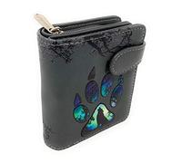 Shag Wear Wolf Paw Small Animal Wallet for Women and Teen Girls Vegan Faux Leather 4.5" Dark Grey