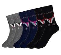 Shag Wear Women's Novelty Angora Socks, Cute Animal Casual Cozy Soft and Warm, 3 Pack, Dear Head Black, Dark Blue, Grey - 3 Pack, 4-10 UK