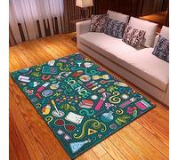 Shaggy Area Rug 160cm x 230cm Ultra Soft Bedroom Rugs Floor Carpet, Luxury Fluffy Shag Lounge Rug Modern Large Rugs Ideal for Bedroom, Kids Baby Room Green White Pink Science Tools Rug