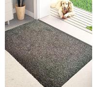 Shaggy Modern Door Mat Dirt Trapper Entrance Barrier Rug for Living Room, Bath Kitchen Bathroom Shower, Hallway Floor Mat (Grey, 50 x 75cm)