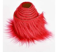 Shaggy Plush Faux Fur Fabric Precut Strips Fluffy Fuzzy Craft Fur for Gnomes Beard Hair Cosplay Costume Dwarf Decoration (Red, 4x60 inch)
