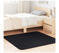 Shaggy Rug Black 120x120 cm High Pile Polyester Non-Slip Plush Cozy Floor Mat XL