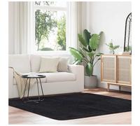 Shaggy Rug Black 200x200 cm High Pile Polyester Non-Slip Square Plush Pad Lux