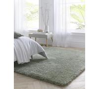 Shaggy Rug for Bedroom Living Room Fluffy Quality Luxury Hand Tufted Silky Soft Thick Pile Plain Non-Shedding Rug Sage Green Large 160x230 cm (5'3"x7'7")