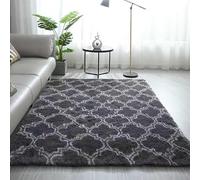 Shaggy Rug for Bedroom, Soft Fluffy Area Rugs Living Room, Washable Rug Antiskid Shaggy Carpets for Home Decor, Dorm, Kids Room Lounge Office,Grey Grid,40x120cm