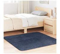 Shaggy Rug Navy 120x120cm High Pile Polyester Plush Indoor Outdoor Mat Soft Cozy