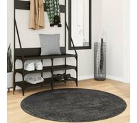 Shaggy Rug PAMPLONA High Pile Modern Anthracite √ò 120 cm Berkfield Home Black Medium