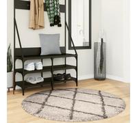 Shaggy Rug PAMPLONA High Pile Modern Beige and Anthracite √ò 120 cm Berkfield Home Multi Medium