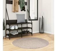 Shaggy Rug PAMPLONA High Pile Modern Beige √ò 100 cm Berkfield Home Beige Medium
