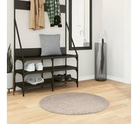 Shaggy Rug PAMPLONA High Pile Modern Beige √ò 80 cm Berkfield Home Beige Medium