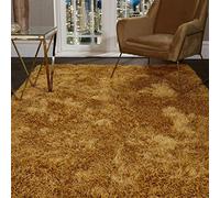 SHAGGY RUG Super Plush Extra Large Rugs Living Room with SHIMMERING SPARKLE GLITTER STRANDS Fluffy 55mm Thick Pile Height Modern Area Rugs - (Ochre Mustard Yellow, 80cm x 150cm (3ft x 5ft))