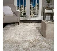 SHAGGY RUG Super Plush Extra Large Rugs Living Room with SHIMMERING SPARKLE GLITTER STRANDS Fluffy 55mm Thick Pile Height Modern Area Rugs - (Cream Ivory, 200cm x 290cm (6.6ft x 9.5ft))