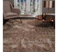 SHAGGY RUG Super Plush Extra Large Rugs Living Room with SHIMMERING SPARKLE GLITTER STRANDS Fluffy 55mm Thick Pile Height Modern Area Rugs - (Beige Mink, 160cm x 230cm (5.5ft x 7.5ft))