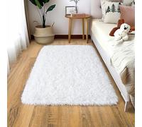 Shaggy Rugs for Bedroom Living Room Dorm Kids Room Decor, Soft Modern Indoor Fluffy Shag Area Rug, Non-Slip Fuzzy Floor Carpet 2x3 Feet, Cute Small Rectangle Plush Rug, White