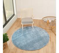 Shaggy Solid Color Plush Pile Denim CLAIRE Area Rug Livabliss Blue 120cm x 120cm