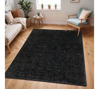 Shaggy Solid Color Plush Pile Mustard CLAIRE Area Rug Livabliss Black 160cm x 215cm