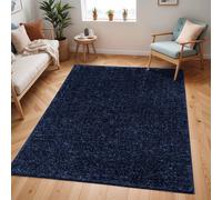 Shaggy Solid Color Plush Pile Mustard CLAIRE Area Rug Livabliss Blue 160cm x 215cm