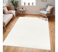 Shaggy Solid Color Plush Pile Off-White CLAIRE Area Rug Livabliss White 140cm x 200cm