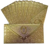 Shagun Envelopes Money Cash Gift 3 Fold Gold Design Envelope (10 piece) for Indian Wedding / Diwali / Birthday / Anniversary