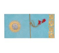 Shagun Money Envelopes 5 Pack - Gold Design Indian Cash Gift Holders for Wedding, Birthday, Engagement & Diwali Festive Gifting (Light Blue)