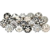 Shah Crafts.Ceramic Door Knobs Black and Off White Premium Door Knob Quality Assorted Flower Designs Handmade for Interior Furniture, Cabinet Cupboard Wardrobe Drawers Pulls Handles