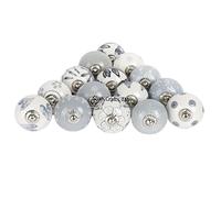 Shah Crafts. Ceramic Door Knobs,Grey and White Premium Quality Assorted Designs Handmade Vintage, Shabby Chic, Interior Furniture, Cabinet Cupboard Wardrobe Drawers Pulls Handles_(Pack of 20)