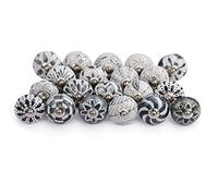 Shah Crafts. Ceramic Door Knobs Grey and White Set of 10 Premium Quality Assorted Designs Handmade for Interior Furniture, Cabinet Cupboard Wardrobe Drawers Pulls Handles