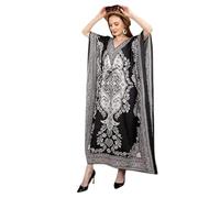 Shah Crafts. Women's Kaftan Dress Long Maxi Night Gown Kimono Caftans Dresses Top Nightdress Plus Size Tunic Kaftans Swimsuit Cover Up Loungewear Black